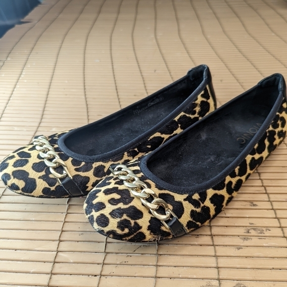 Vionic Spark "Pera" Flats Gold Chain Leopard Calf Hair Orthopedic Designed women - Picture 3 of 11